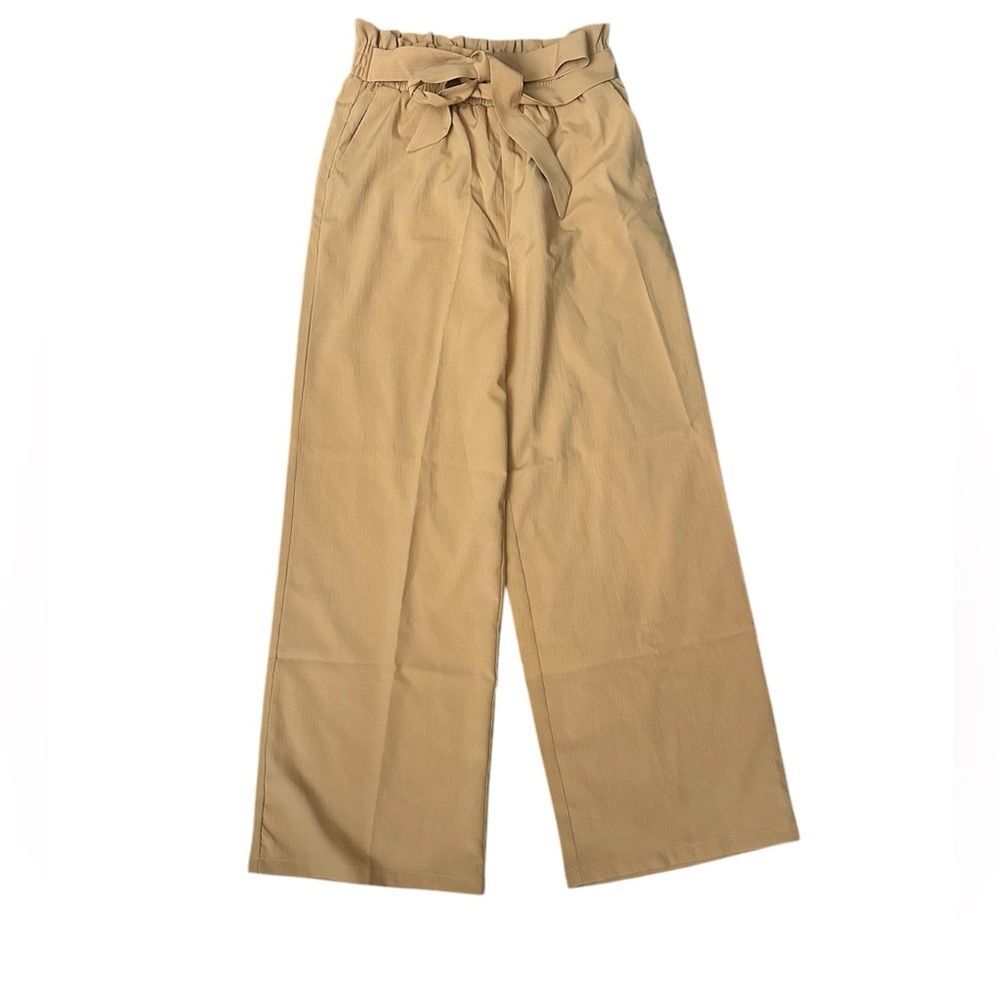 Mustard Yellow Elastic Waist Wide Leg Pants Size M - Picture 2 of 7